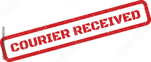 Grungy rectangular rubber stamp signifying a successful courier package delivery has been formally received and confirmed