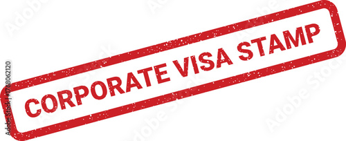 Rectangular stamp with a textured appearance showing Corporate Visa Stamp for travel documents