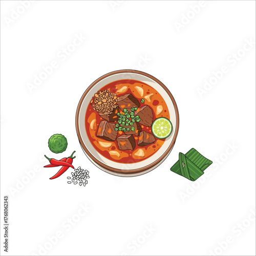 Spicy Beef Stew with Lime and Chili Peppers.