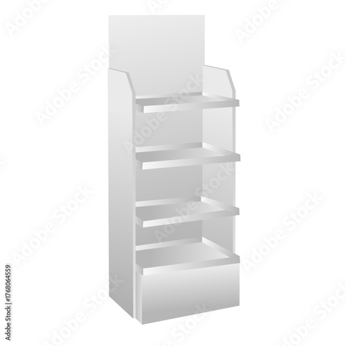realistic gondola model shelf discount offer product mockup