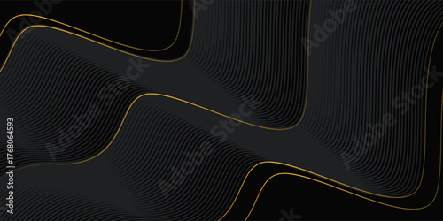 Gradient black backgrounds with golden frames vector design in eps 10