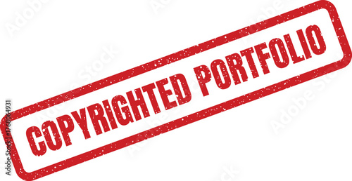 Red rectangular grunge stamp with distressed texture indicating a copyrighted portfolio document or collection of works