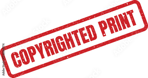 Red rectangular grunge stamp with rough texture indicating a copyrighted print for exclusive ownership rights