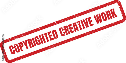 Red textured rectangular rubber stamp indicating a legally protected creative work or original content project