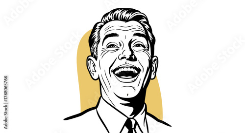 Illustration of a man laughing heartily, showcasing his teeth and joyful expression.