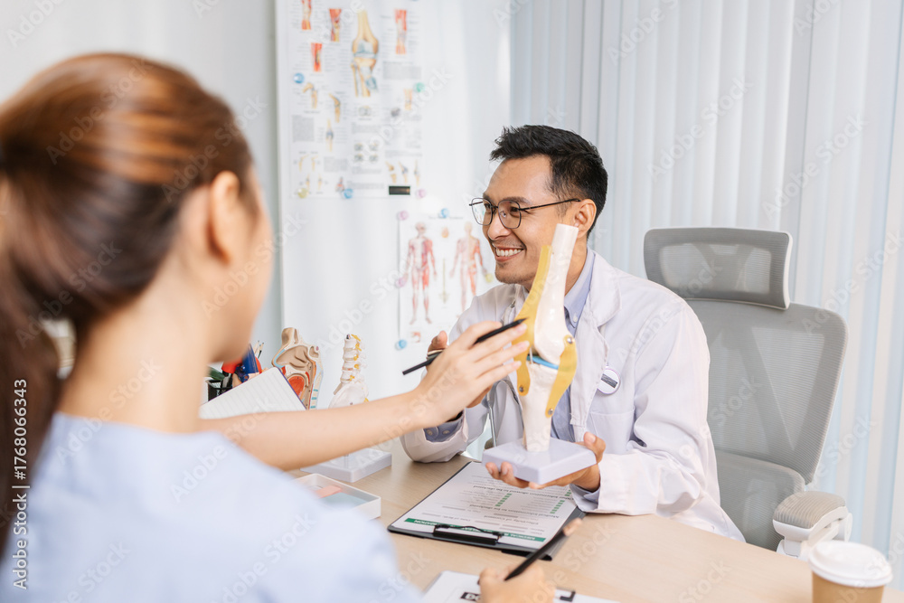 Fototapeta premium Medical professionals collaborating during a meeting to discuss patient care plans and treatment strategies. Doctors and nurses share expertise and analyze clinical data for better healthcare outcomes