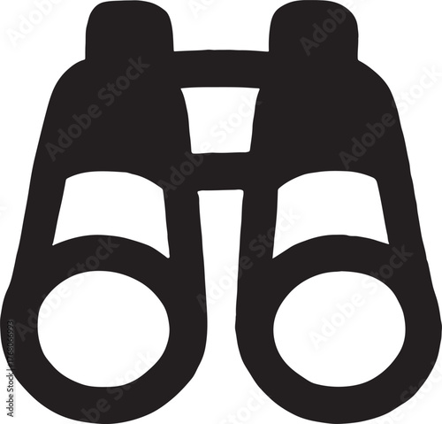 Binocular doodle adventure symbol vector, ideal for travel, exploration, and outdoor activities design.