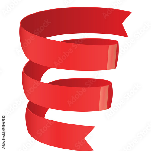 A 3D Red Ribbon Swirl Against A Transparent Background Perfect For Adding A Festive Touch To Designs And Promotions