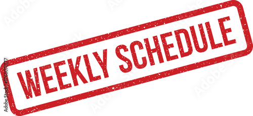 A textured rectangular rubber stamp with WEEKLY SCHEDULE text for planning appointments or events