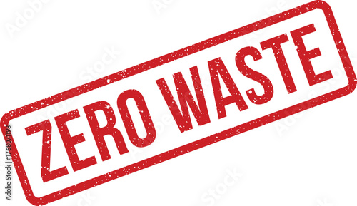 Authentic red grunge rubber stamp showing the ZERO WASTE message, promoting sustainability and eco friendly practices