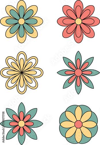 Abstract geometric composition with vibrant color accents and classic typography