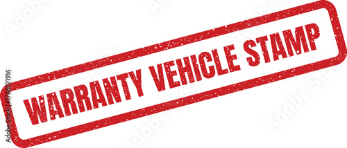 Classic grunge rubber stamp displaying WARRANTY VEHICLE STAMP for official car service documentation and records