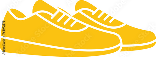 Yellow sneakers icon, minimalist flat design, isolated on white background