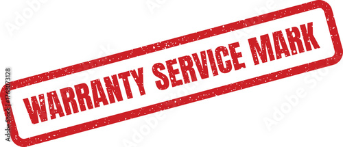 Distressed rectangular rubber stamp with the text WARRANTY SERVICE MARK for official documentation