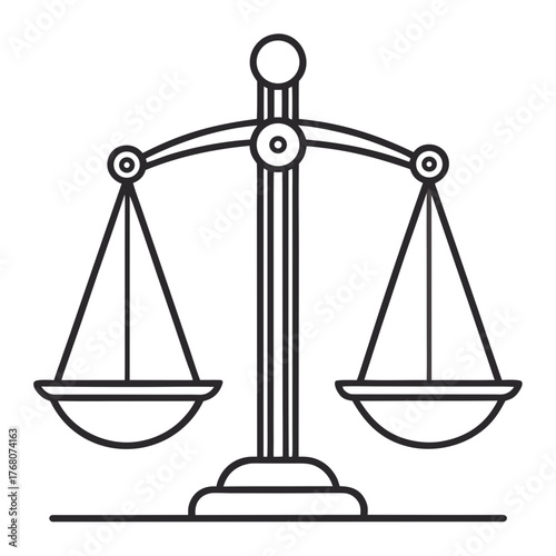 Scales of justice vector illustration simple line art symbol of law and balance vector