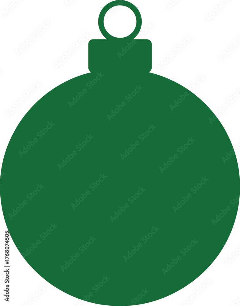 Obraz premium Green Christmas ornament icon, minimalist style, isolated on white background