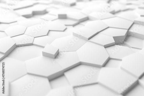 Geometric abstract white surface pattern with polygonal shapes. 3d render