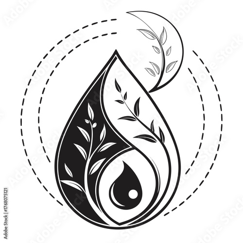 Yin yang symbol with plants