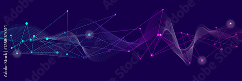 Vector creative idea banner concept for internet technology. Abstract tech network connection dots. Digital technology background.