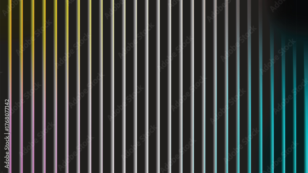 Fototapeta premium Vibrant Neon Gradient Stripes. Abstract Vertical Lines in Yellow, Cyan & Purple Glow