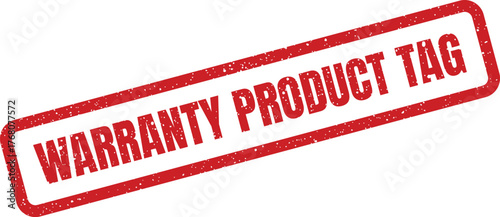 Distressed red warranty product tag for merchandise, signifying an official guarantee and service agreement