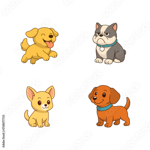 만화 영화 풍 강아지들