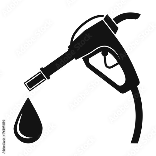 Vector silhouette of fuel nozzle dripping liquid drop isolated vector