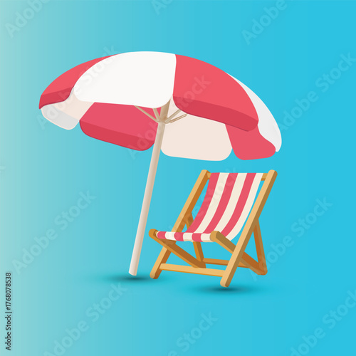 sea umbrella and chair red vector.eps