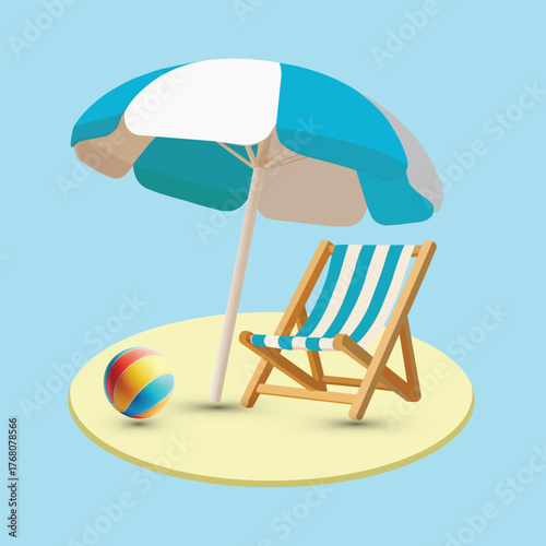 sea umbrella and chair vectors3.eps