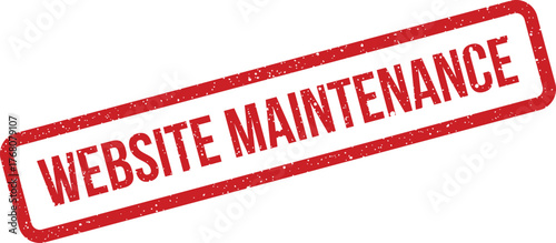 Distressed rubber stamp emblem indicating website maintenance activity for informing users about temporary downtime
