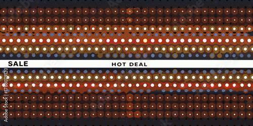 Abstract background with glowing circles and sale hot deal text for promotions
