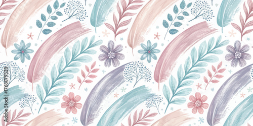 Charming decorative pattern featuring soft pastel colors and floral designs.