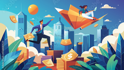 People pursuing financial growth in an urban landscape