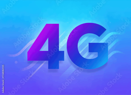 Colorful 4g mobile network symbol with gradient design and dynamic waves