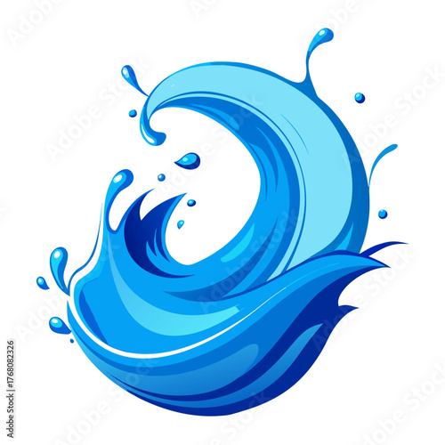 Dynamic bright blue water splash wave illustration vector scalable abstract fluid motion vector