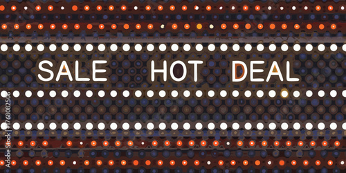 Sale hot deal text overlay on abstract pattern with circles and dots
