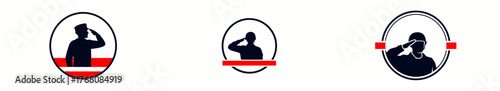 Veterans Day Soldier Silhouette Icon – Military Salute Badge Vector