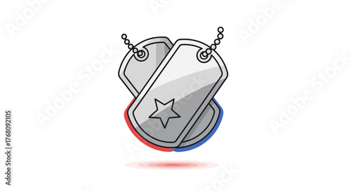 Veterans Day Dog Tags Icon – Military Identity Badge Vector