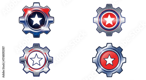Veterans Day Gear Icon – Strength and Unity Symbol Vector