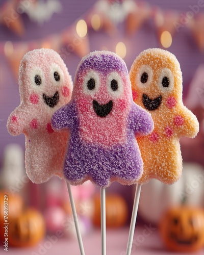 Colorful Ghost-Shaped Candy Treats for Halloween Celebration and Party Decoration Ideas