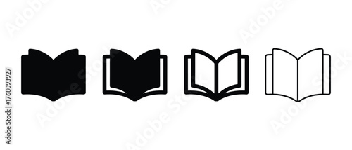 Vector open book set, Minimal black and outline reading symbol collection