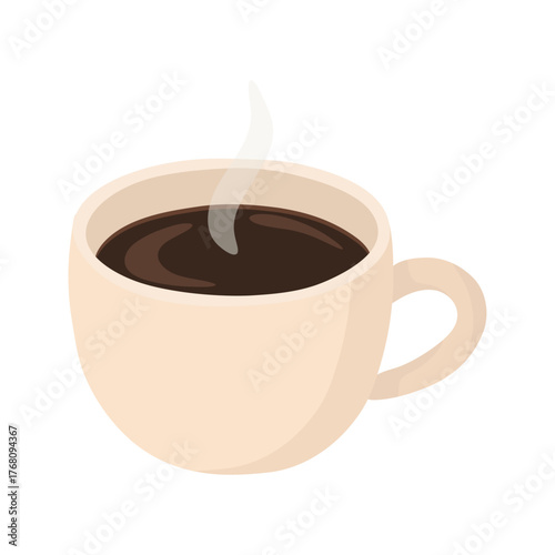 Steaming black coffee served in a beige ceramic cup. Cozy morning drink concept. Perfect for cafe, breakfast, or lifestyle themes. Rich aroma and warmth captured in detail.
