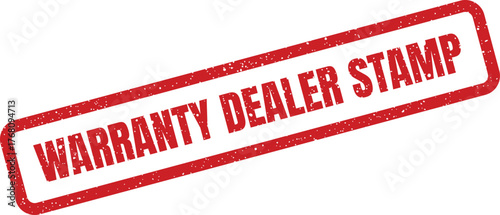 Official red grunge rubber stamp text displaying a dealer warranty for consumer products