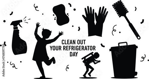 Vector art of clean out your refrigerator day silhouette