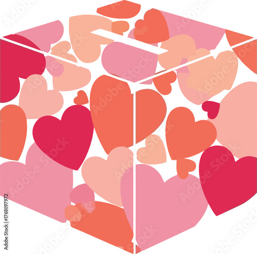 Vector art of donation box filled with hearts for charity