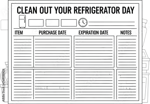 Vector art of clean out your refrigerator day planner
