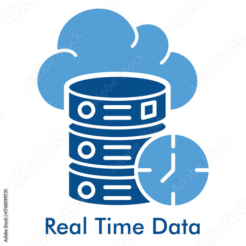 Real Time Data Icon. Outline Color Icon Style. Vector Illustration for Monitoring and Cloud Analytics Concept.