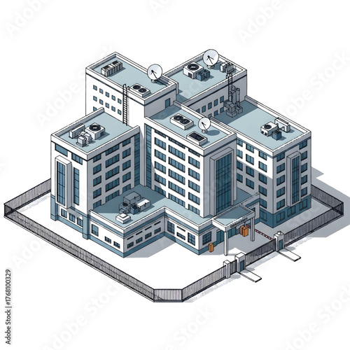 Isometric Vector of an Infectious Disease Hospital