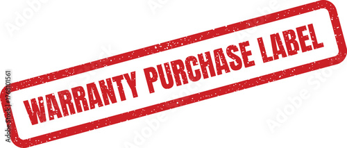 Vintage style rectangular warranty purchase label for items, confirming buyer protection and quality assurance