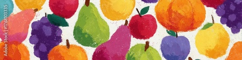 手描き風カラフル果物イラスト 背景素材